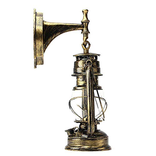Image of Wall Sconces, Retro Antique Vintage Rustic Lantern Lamp Wall Sconce Light Fixture (Green Bronze - 2 Pcs)