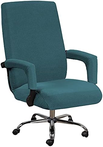 Bestenrose Office Chair Cover Stretch Computer Office High Back Chair Cover with Arm Covers Jacquqard Polyester Washable Slipcovers for Universal Rotating Chair Protectors (Large, Khaki)
