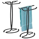 mDesign Decorative Metal Fingertip Towel Holder Stand for Bathroom Vanity Countertops to Display and...