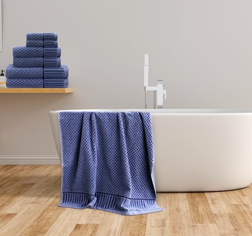 Cotton Craft 73880 6 Piece Towel Set - 100% Cotton Bathroom Towels - Soft Absorbent Sculpted Jacquard Velour Decorative Towel thumb #3