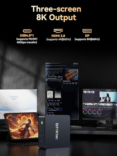 GMKtec Gaming Mini PC Ryzen 7640HS (Beats 6800H/6800U) 16GB DDR5 512GB NVMe SSD Dual NIC LAN 2.5GbE /WiFi 6E BT5.2 /USB4 Desktop Computers Office Home M6 Ultra - Image 6