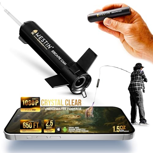 Westin Escape Cam – Ultra Compact Lightweight Underwater Fishing Camera – 1080 P – Waterproof – Watch Your Video on iPhone or Android.