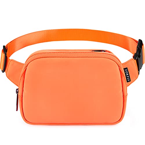 ZORFIN Belt Bag for Women Men Fashionable Crossbody Fanny Packs for Women with Adjustable Strap for Hiking Running Travel (Orange)
