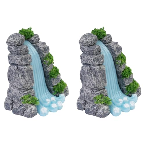 Namvo 2er-Pack Landschafts-Wasserfall-Dekoration, Mini-Bonsai-Statue, Mini-Zen-Garten-Dekoration, Glasbehälter, Bonsai-Zubehör
