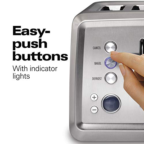 Hamilton Beach 4 Slice Toaster With Extra-Wide Slots, Bagel Setting, Toast Boost, Slide-Out Crumb Tray, Auto-Shutoff & Cancel Button, Digital With Defrost Function, Stainless Steel (24796) #TOP2