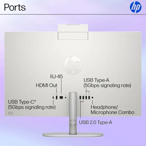 Image of HP 24 inch All-in-One Desktop Computer, FHD IPS Touchscreen PC, 13th Gen Intel Core i5-1334U Processor, 16GB RAM, 1TB SSD, Windows 11 Pro, 1080p IR Camera, Wi-Fi 6, Wireless Keyboard & Mouse, White