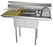 KoolMore 2 Compartment Stainless Steel NSF Commercial Kitchen Prep & Utility Sink with 2 Drainboards - Bowl Size 12" x 16" x 10"