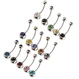 kesurpae Elegante anillo de ombligo de acero inoxidable, joyería para el cuerpo con diamantes de imitación, barra de cristal brillante para el ombligo, accesorio único para