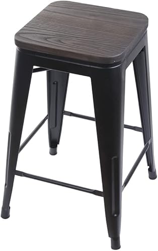 Miniatura 33 de GIA Taburete de mostrador sin respaldo de 24 pulgadas, cantidad de 4, bronce con asiento de madera clara Negro -,Café,Gris,gris, (Gun