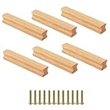 CAAGGMM Tirador Madera, 6 Piezas Tiradores de Madera para Armario con 12 Tornillos, Tiradores para Cajones, Distancia Entre Agujeros 96 mm, para Cómodas, Aparadores