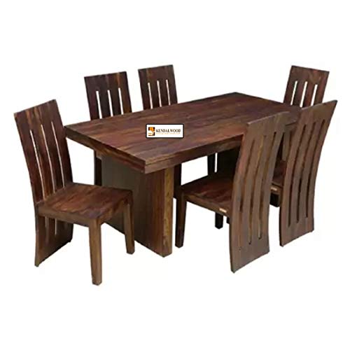 Image of KENDALWOOD Furniture | Sheesham Wood Dining Table with 6 Chairs with 1 Table| 6 Seater Dining Set-1 Year Warranty | Dining Room Furniture (Teak Finish) -DIY(Do-It-Yourself)