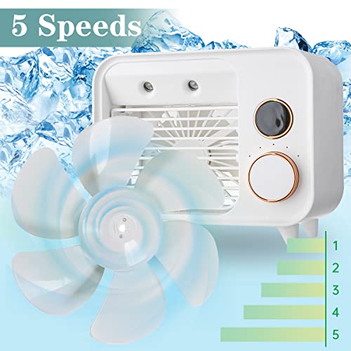 Portable Air Conditioner Fan, Usb Personal Mini Air Cooler With 3-Speed,Rechargeable Air Cooler Fan,Portable Desk Cooler Fan With Night Light For Sleeping,Exercise,Office,Outdoor #TOP3