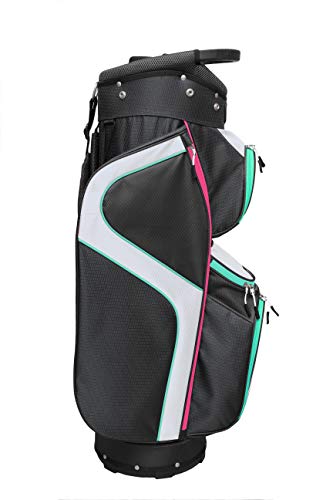 Majek Ladies Black White Teal Pink Golf Bag 9 Inch 14-Way Friendly Separator Top #TOP3