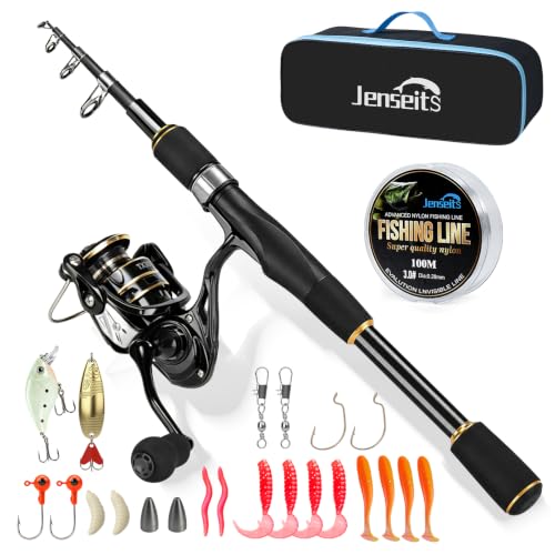 Jenseits 7Ft Telescopic Spinning Fishing Pole and Reel Combo，Portable Kit