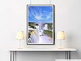 Sinus Art Kunst Leinwandbild - Landschaftsfotografie – Iguazu Wasserfälle mit Regenbogen Brasilien- Fotodruck in gestochen scharfer Qualität