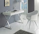 mesas de escritorio blancas baratas Mueble de escritorio con tapa acabada en blanco lacado y patas en cromo brillo