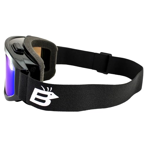 Birdz Eyewear Vulture Motorcycle Goggles ANSI Z87.1+ Padded Fit-Over Safety Goggles 2 Pairs Black Frame w/ReflecTech Blue & Red Mirror Lenses - Thumbnail 3