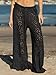 Saodimallsu Womens Crochet Beach Cover Up Pants Drawstring High Waist Sexy Sheer Mesh Knit Wide Leg Pant Beachwear Black