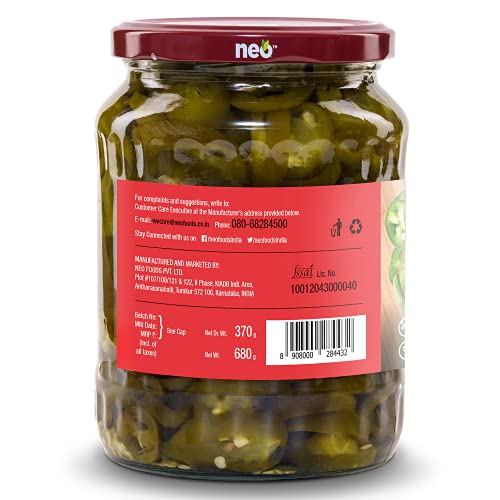 Image of Neo Sliced Jalapenos 680g I P3 I 100% Plant Based I Ready-to-Eat Fibre-Rich Topping for Pizza, Pasta, Wraps and Salads I (Pack of 3)