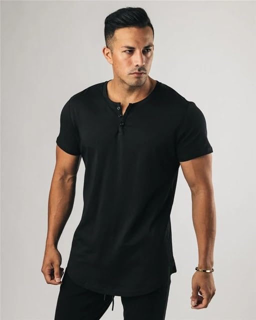 Image of Men's Fashion Henley Neck Half Sleeve T-Shirts