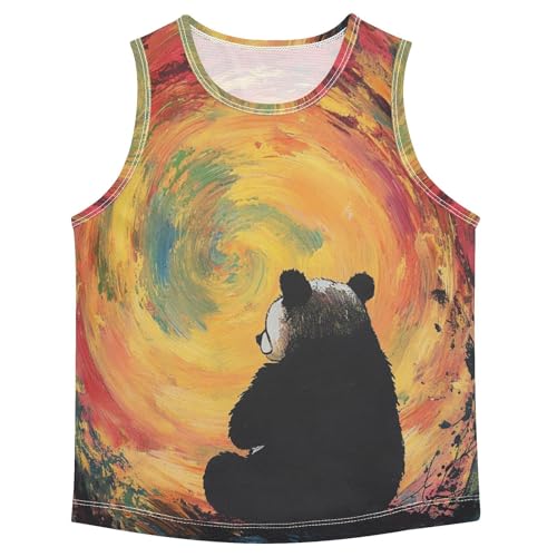 Boys Tank Top Shirts Panda Colorful Tie Dye Sleeveless T-Shirts Crew Neck for Kids Clothing Children