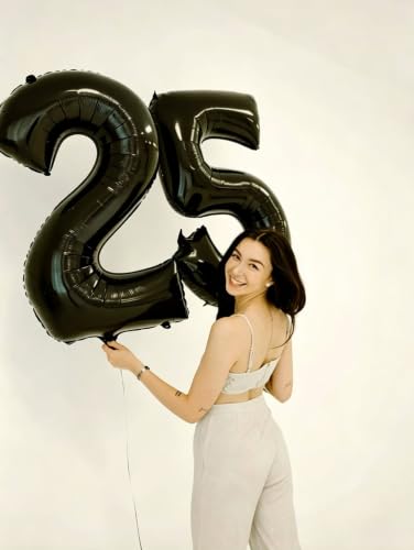 Image of Number Balloons 29 Balloon 40 inch Black for 29 Birthday Party Decoration | Saturated Color, Large 40 inch, With Inflation Straw & Hanging Holes, Great for Men's Birthday, Gothic Theme Party, Halloween