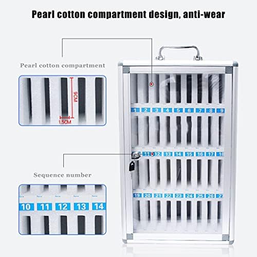 Portable Aluminum Alloy Storage Cabinet for Phones - Key Lock Locker Box with Handles & Handwritten Tags - Ideal for Classroom, Office, Gym Organization