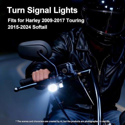 Image of MoKitDora LED Turn Signals Front Mini Blinkers Running Light for 2009-2017 Harley Touring Street Road Electra Glide King 2015-2024 Softail Breakout Deluxe Fat Boy Street Bob, Red Housing