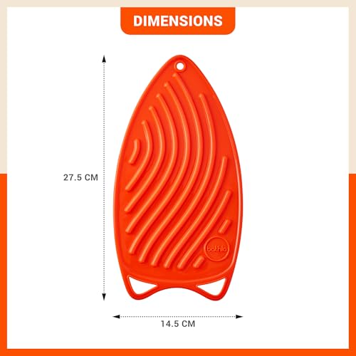 Image of Bathla X-Pres SafeRest Silicone Iron Mat for Hot Iron Rest | Heat-Resistant, Anti-Slip | Washable | Protects Ironing Board from Heat Damage & Keeps Iron Secure - Orange