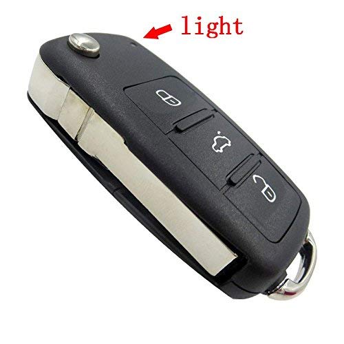Image of VW | SKOD 3 Button Flip Car Key Shell /Case /Body case replacment for Skoda and VW Light At The Top Fixed Blade Key Shell Case | No Electronics Included | Required Key Cutting