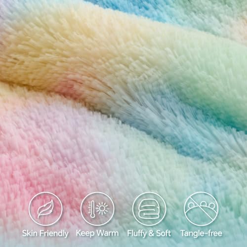Image of BEDELITE Multi Pink Fluffy Comforter Set King, Fuzzy Faux Fur Comforter | Warm Fleece Shaggy Bedding for Winter, Soft & Cozy Plush Bed Set with 2 Pillowcases