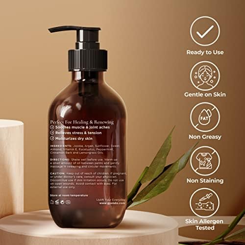 Gya Labs Soothing Sensual Massage Oil for Sore Muscles - Massage Oils Crafted with Eucalyptus, Peppermint, Cinnamon Bark, Lemongrass, Jojoba & Argan Oils - Massage Oil for Massage Therapy (200 ml)