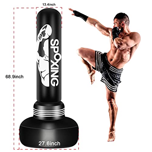Freestanding Punching Bag Stand For Adult, 69" Standing Heavy Boxing Bag Inflatable Kickboxing Bag For Training Mma Muay Thai Fitness #TOP3