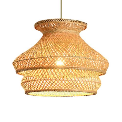 Suspension design double couche en bambou tressé main