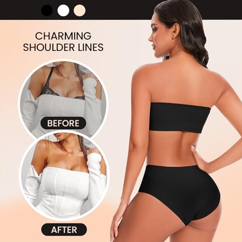 Image of Strapless Bras for Women Wireless Bandeau Bra Invisible Tube Tops Bra Bralette Padded Seamless