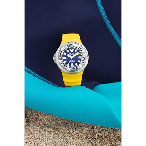 Citizen Mens Promaster Dive Ecozilla Eco-Drive Watch 48mm Silver-Tone Stainless Steel Case Yellow Polyurethane Strap with Blue Dial (BJ8058-06L) by Citizen - Image 8