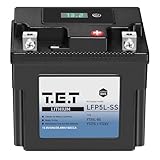 T.E.T LFP5L-SS 超軽量 バイク バッテリー リチウムイオン YTX5L-BS / YTZ7S / YTZ6V 専用 3Ah 150CCA 38.4Wh BMS電圧計搭載 LiFePO4 バイク用TET 長期保証(LFP5L-SS)
