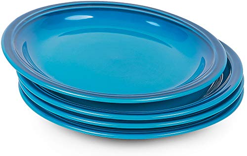 Krokori Ceramic Dinner Plates Set Round Dinnerware Plates Tableware Serving Plates Set for Cooking Salad Kitchen Dinner Banquet and Daily Use - 4-Piece 8 inches Blue