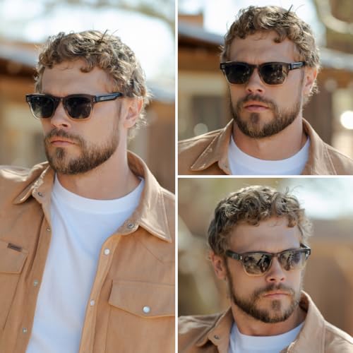 WMP Eyewear – Men’s Polarized Rectangular Sunglasses: Thick Acetate Frame, Modern Style4