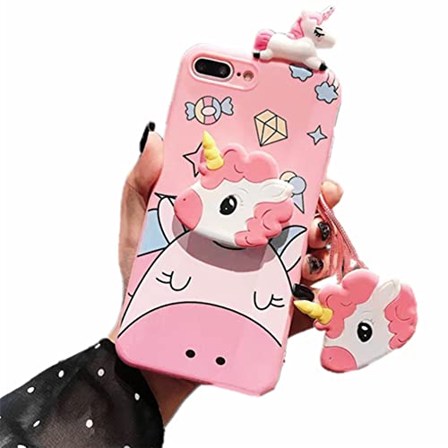 Unicorn Case For Iphone 7 Plus / 8 Plus 5.5”, 3D Cartoon Cute Kickstand Protective Case, Iphone 7 Plus Case Iphone 8 Plus Case With String Rope, Kawaii For Kids Child Teens Girls Women (Unicorn) #TOP10