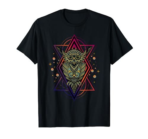 Tribal Owl - Sacred Geometry - Mystical Owl T-Shirt
