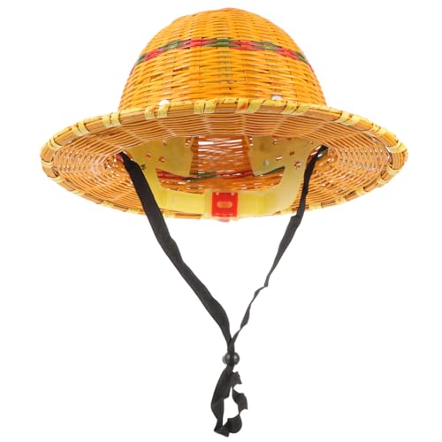 Casque de chantier en bambou tressé orange avec ajustement facile d'été