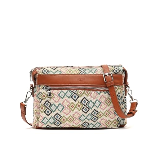MISAKO Saorla bolso bandolera pequeño con estampado jacquard ED. Mujer - Saorla Beige 19x26x6 cm