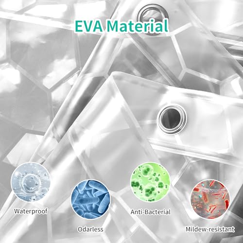 Otraki Tenda Doccia Antimuffa 180 X 180 Cm, Tende Doccia Rigida Trasparente In Eva, Tenda Per Doccia Impermeabile, Tenda Vasca Da Bagno Lavabile, 3D Shower Curtain Con 12 Ganci/3 Pesi - 4