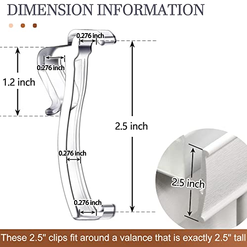 Valance Clips For Blinds, 2.5 Inch Valance Clips, Clear Plastic Valance Clips, Hidden Valance Clips For Horizontal Blind Valance (6 Pcs) #TOP4