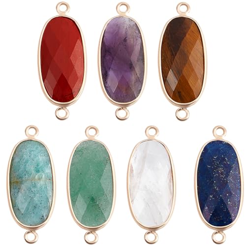 Connecteurs ovales à facettes en agate et améthyste