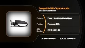 Amazon.com: For Toyota Corolla 2014 15 16 17 18 2019 Door Mirror