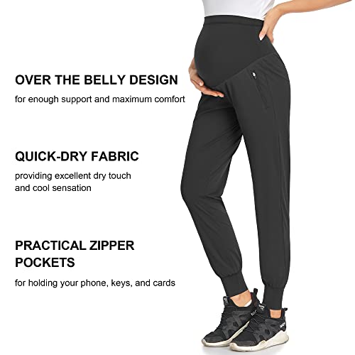 Amposh Women's Maternity Quick-Dry Pants Workout Scrub Joggers Pregnancy Sweatpants(Black, M) #TOP1