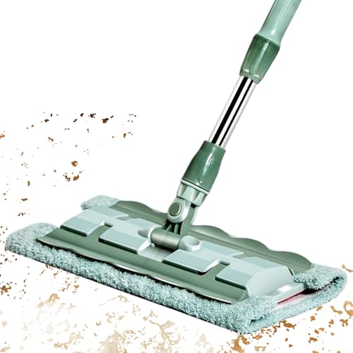 Mops planas para limpieza de pisos | Mop seco húmedo de 360 grados, purificador de limpieza rápida con 7 almohadillas Manija telescópica para azulejos de madera dura cocina laminada de mantenimiento