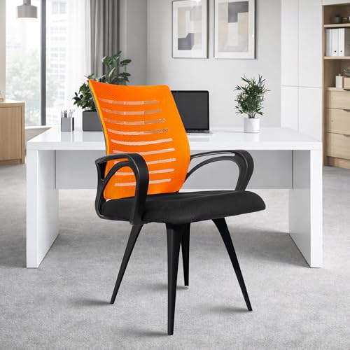 Image of ROSE Elite | 3 Years Brand Warranty | Ergonomic Office Chair, Study, WFH, Revolving, Rolling, Desk, Task, Laptop, Student Chair (Orange, Elite MB Reception)